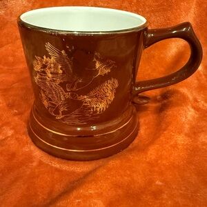 Vintage 1960’s Brown Ceramic Mug with Wildlife Design